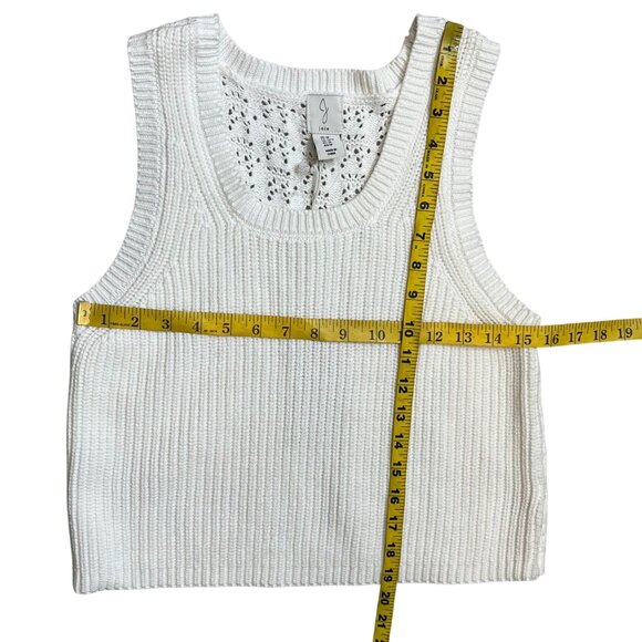 Joie White Knit Sweater Vest Medium Open Knit Back New With Tags - Picture 10 of 10